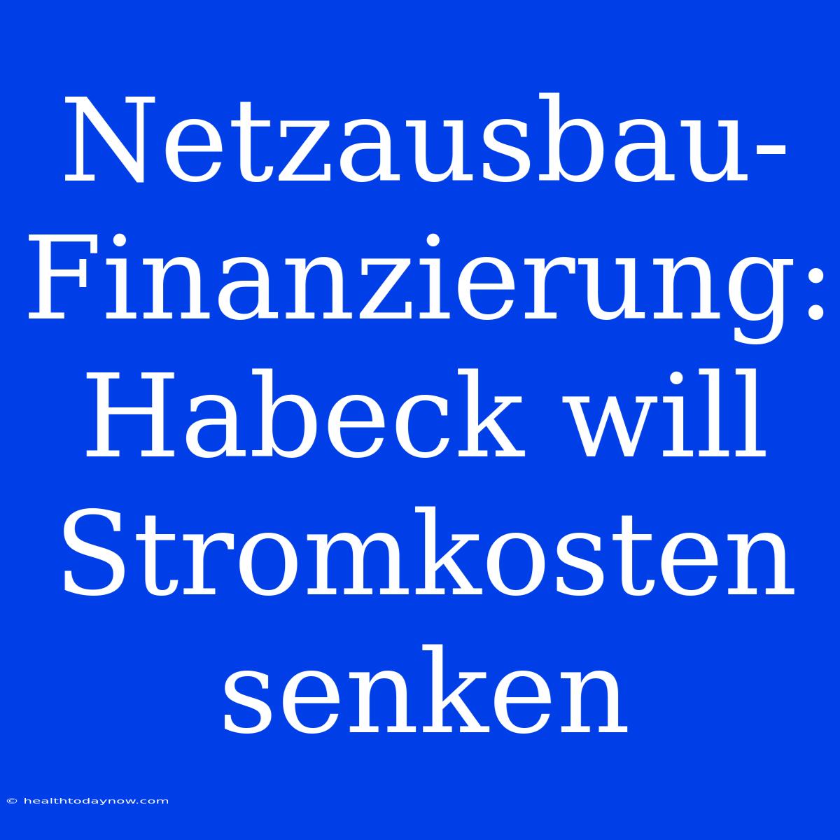 Netzausbau-Finanzierung: Habeck Will Stromkosten Senken