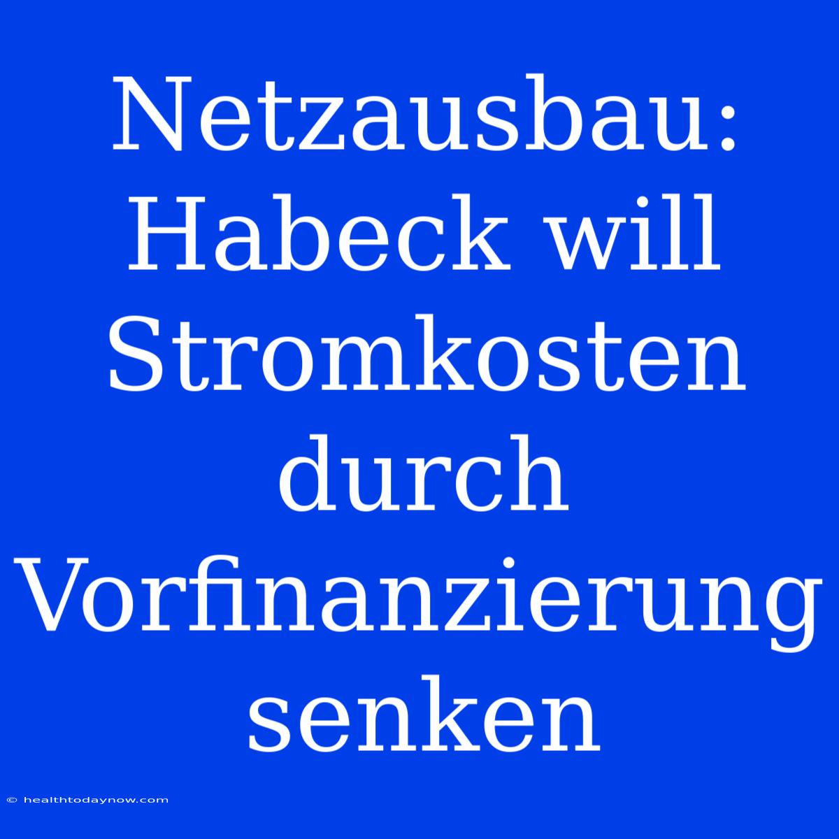 Netzausbau: Habeck Will Stromkosten Durch Vorfinanzierung Senken