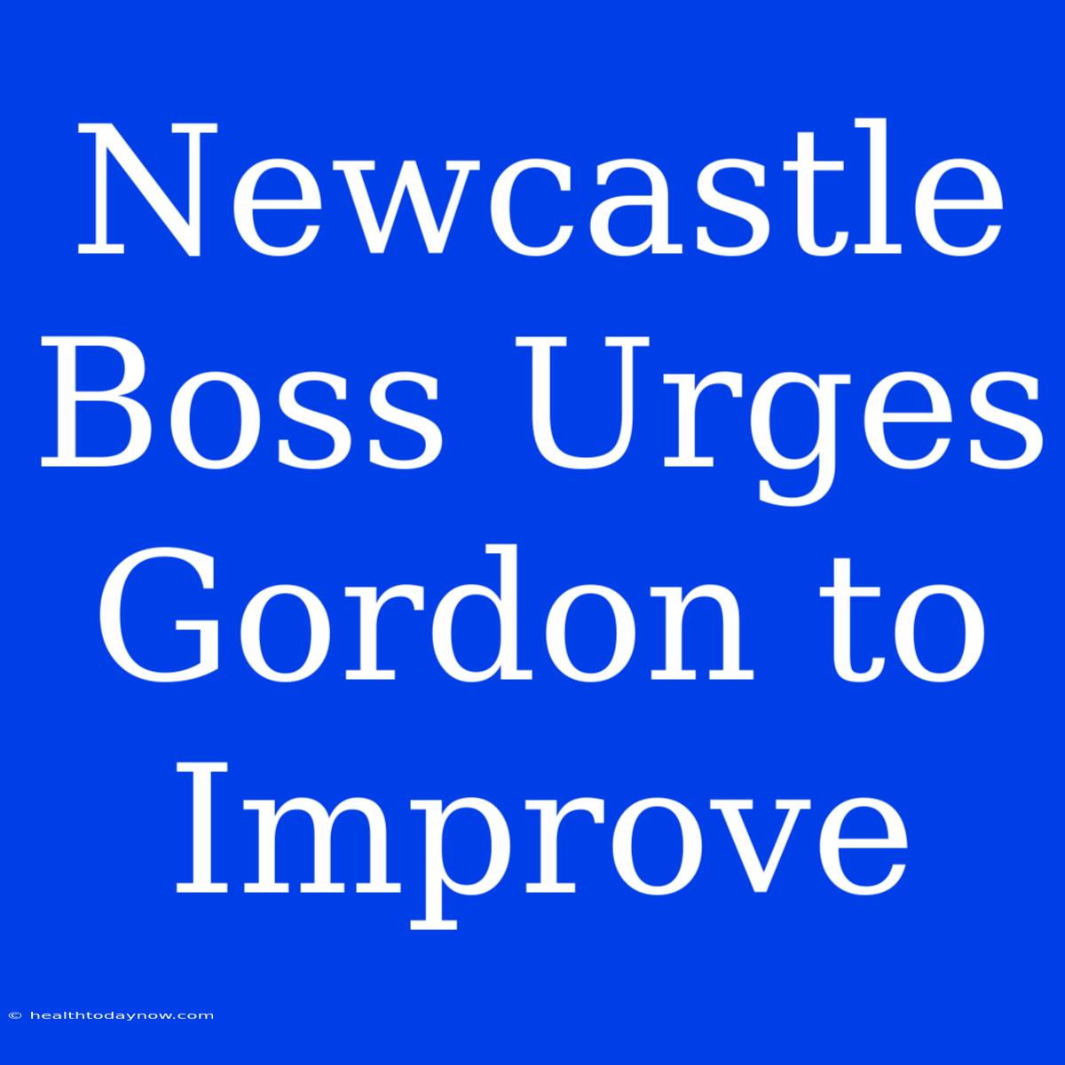 Newcastle Boss Urges Gordon To Improve