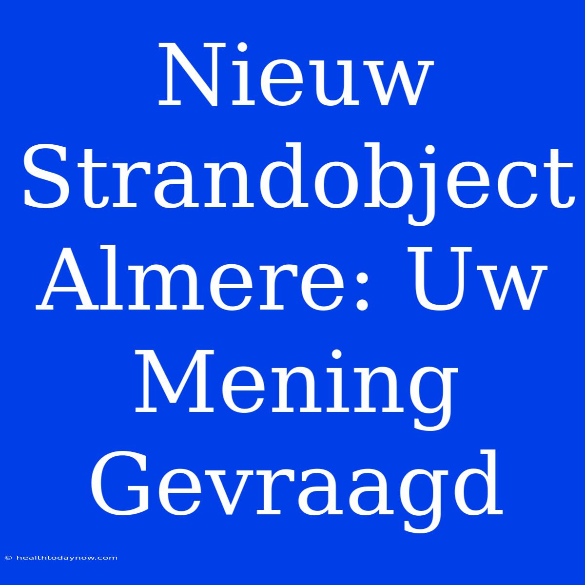 Nieuw Strandobject Almere: Uw Mening Gevraagd