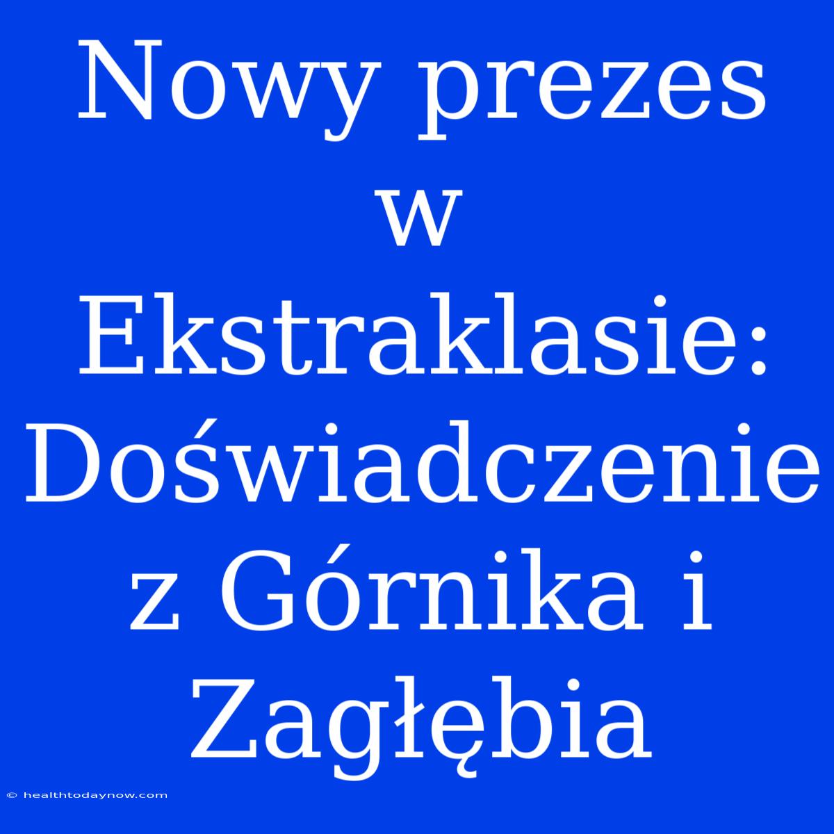 Nowy Prezes W Ekstraklasie: Doświadczenie Z Górnika I Zagłębia