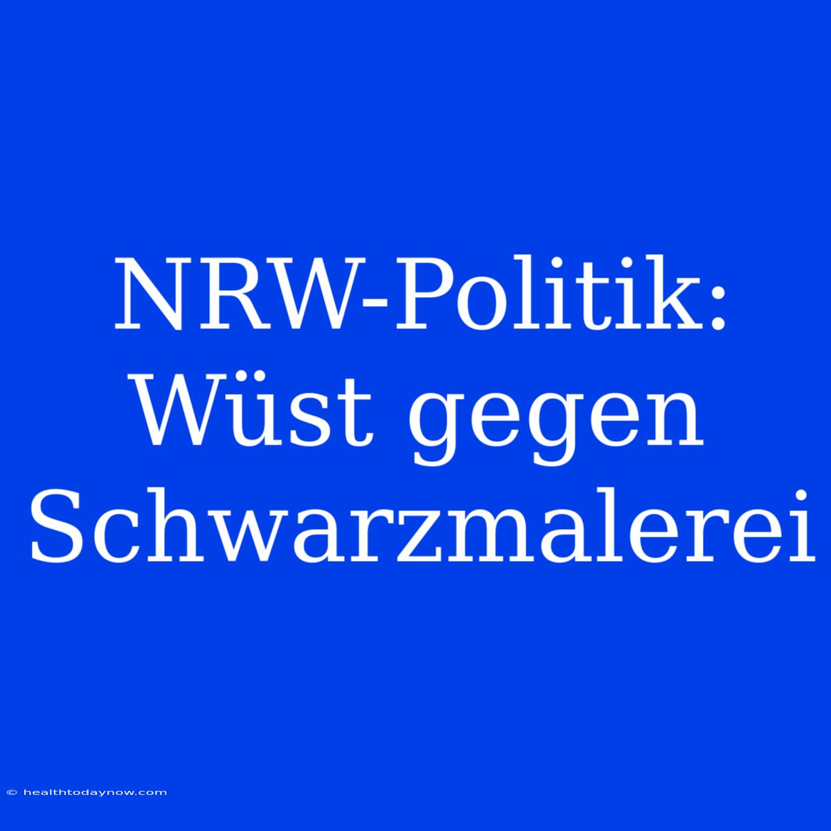 NRW-Politik: Wüst Gegen Schwarzmalerei