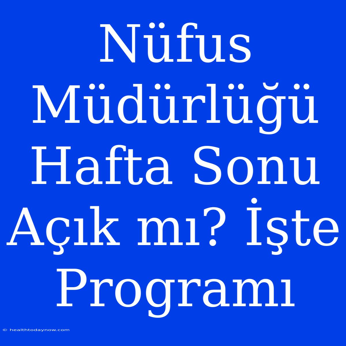 Nüfus Müdürlüğü Hafta Sonu Açık Mı? İşte Programı