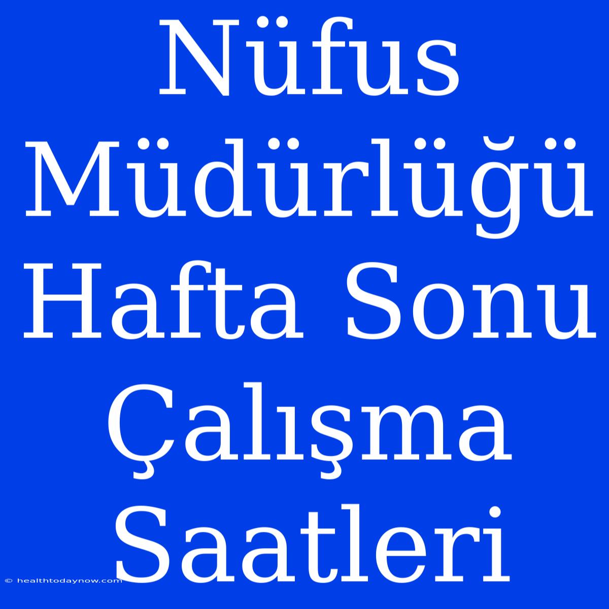 Nüfus Müdürlüğü Hafta Sonu Çalışma Saatleri