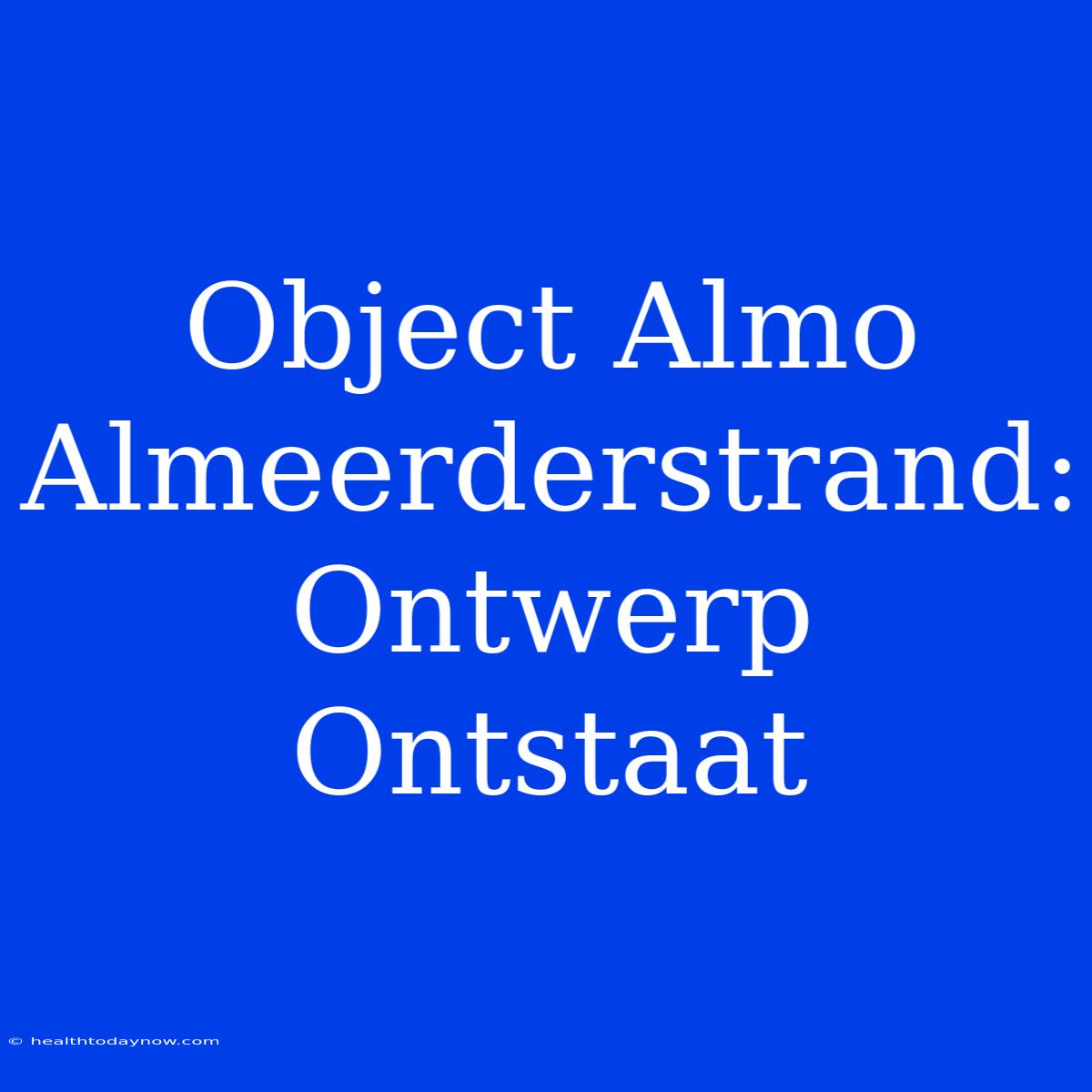 Object Almo Almeerderstrand: Ontwerp Ontstaat