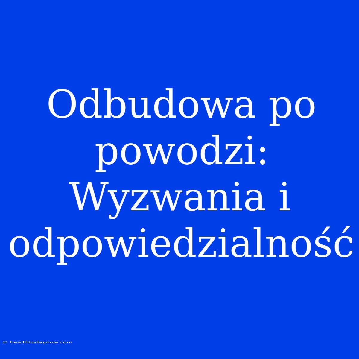 Odbudowa Po Powodzi: Wyzwania I Odpowiedzialność