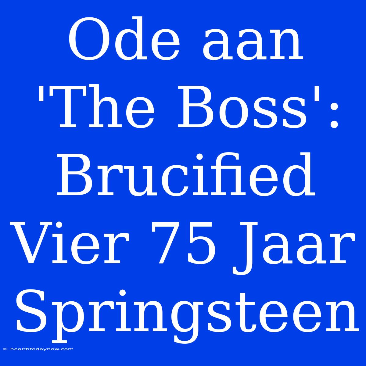 Ode Aan 'The Boss': Brucified Vier 75 Jaar Springsteen