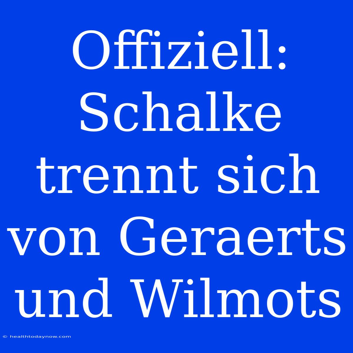 Offiziell: Schalke Trennt Sich Von Geraerts Und Wilmots