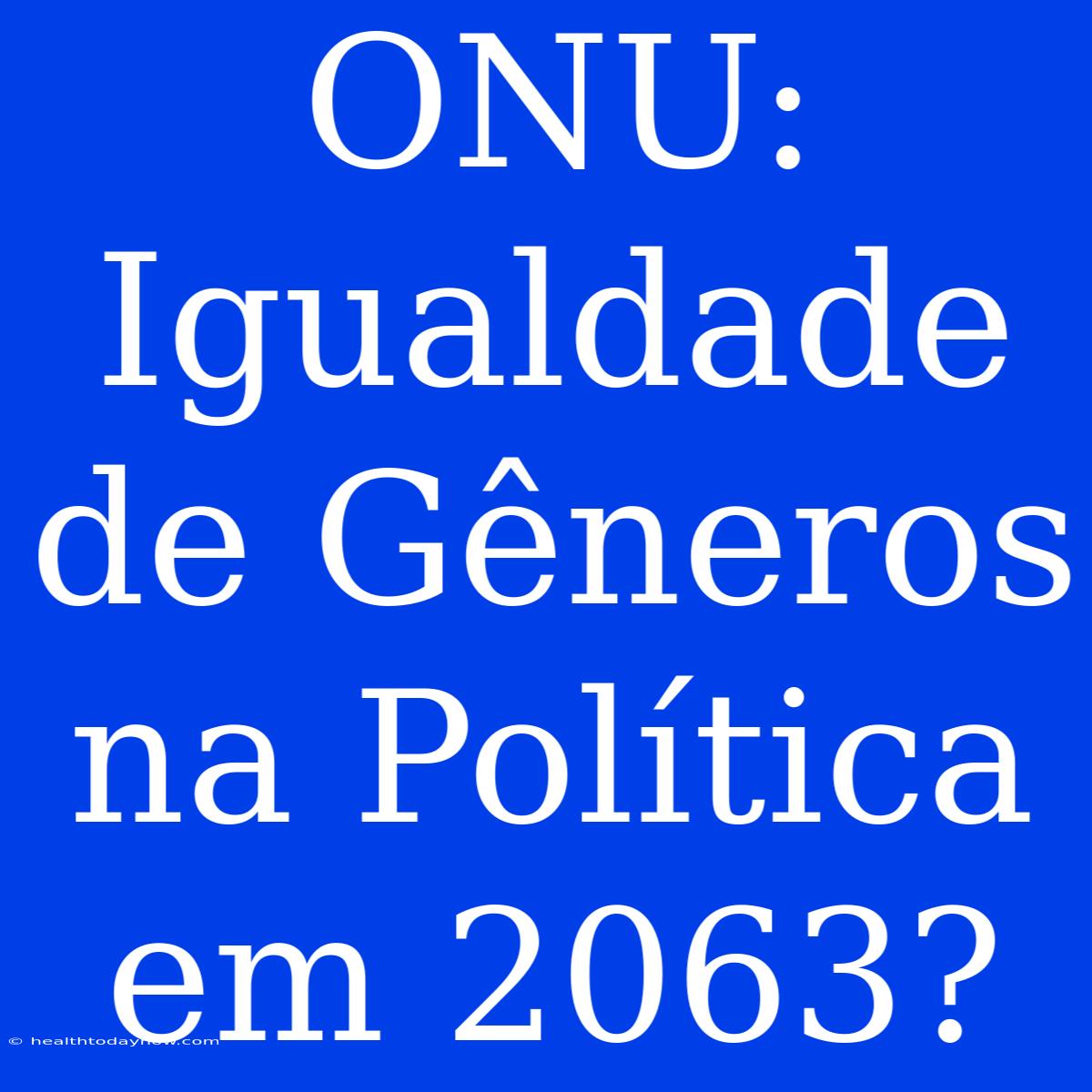 ONU:  Igualdade De Gêneros Na Política Em 2063?