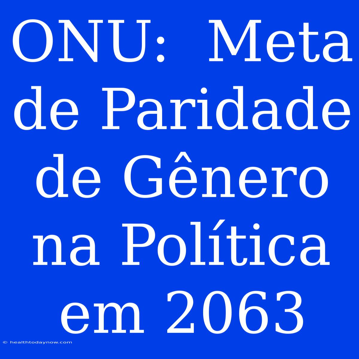 ONU:  Meta De Paridade De Gênero Na Política Em 2063