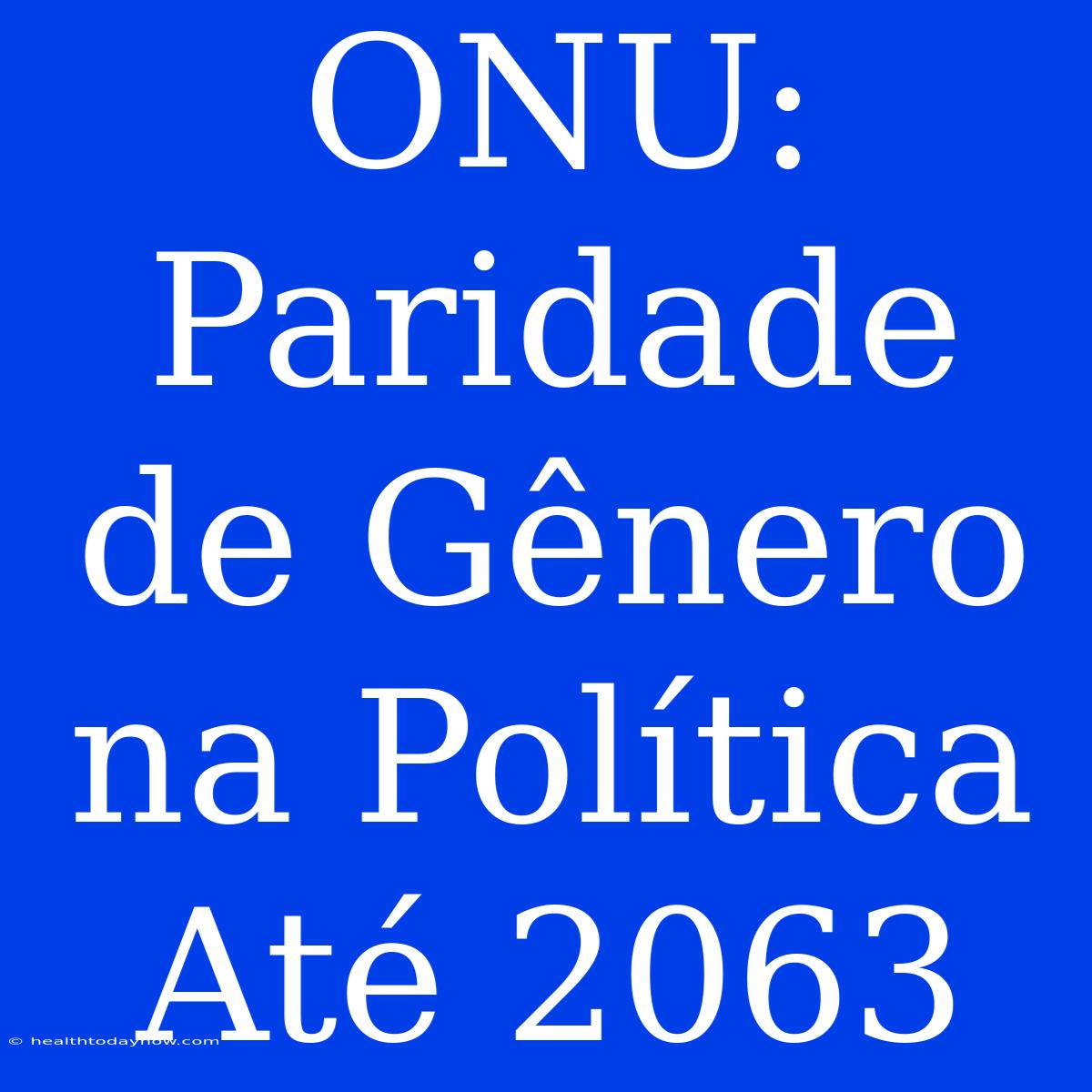 ONU:  Paridade De Gênero Na Política Até 2063 