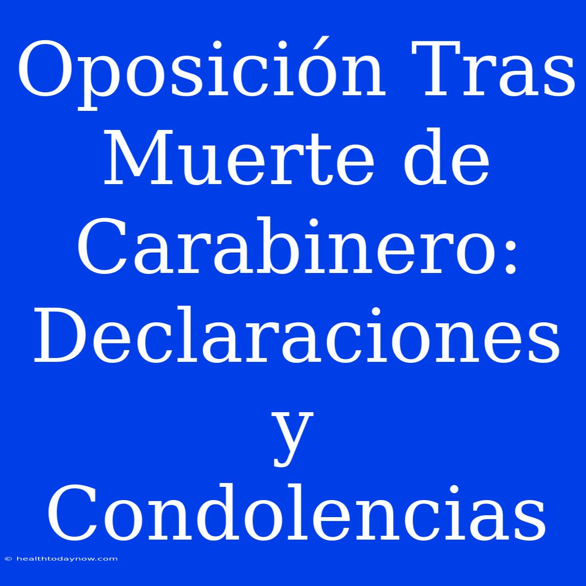 Oposición Tras Muerte De Carabinero: Declaraciones Y Condolencias