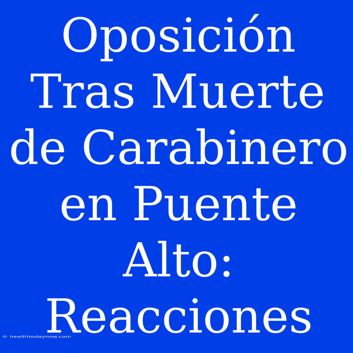 Oposición Tras Muerte De Carabinero En Puente Alto: Reacciones