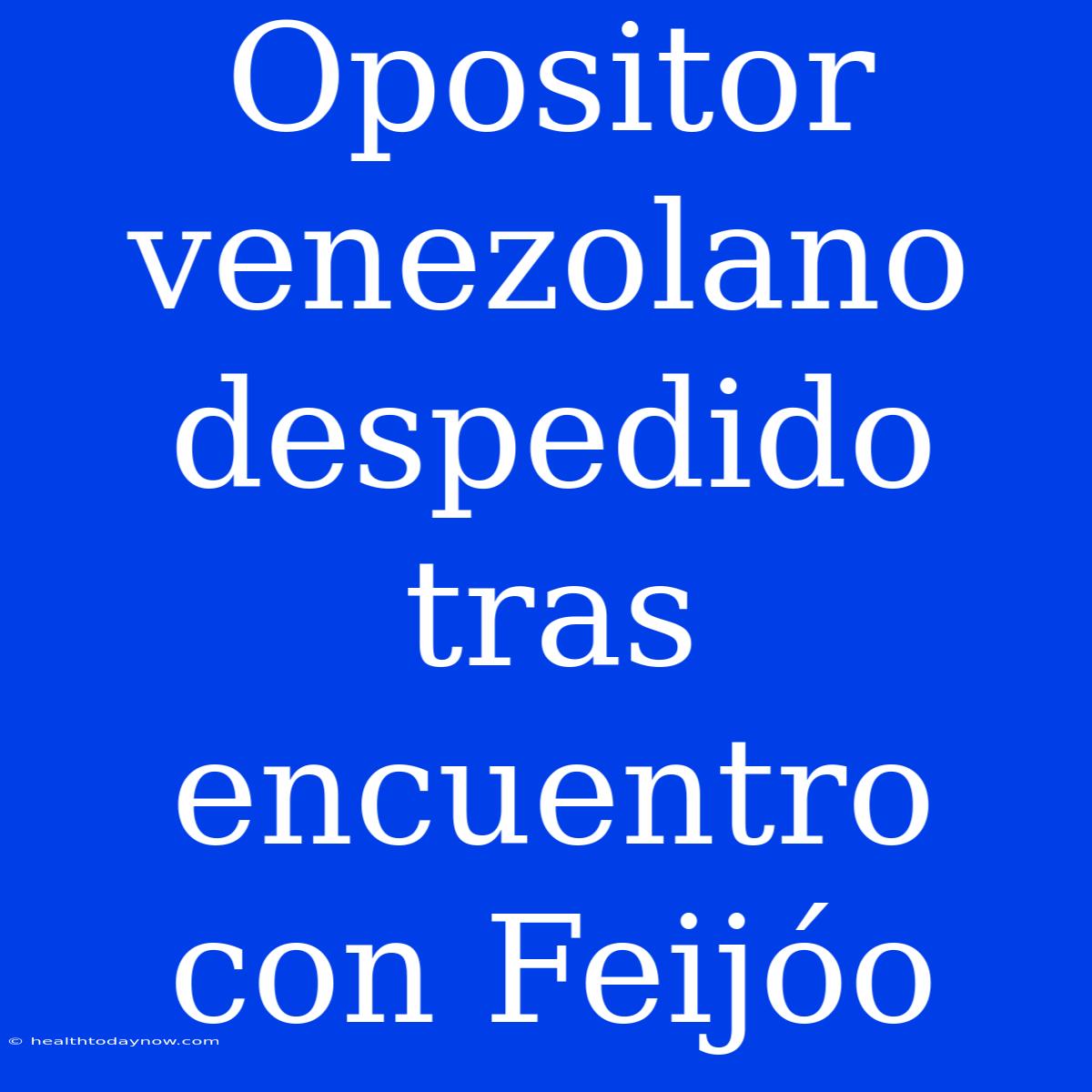 Opositor Venezolano Despedido Tras Encuentro Con Feijóo