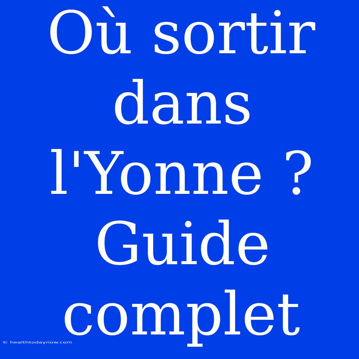 Où Sortir Dans L'Yonne ? Guide Complet