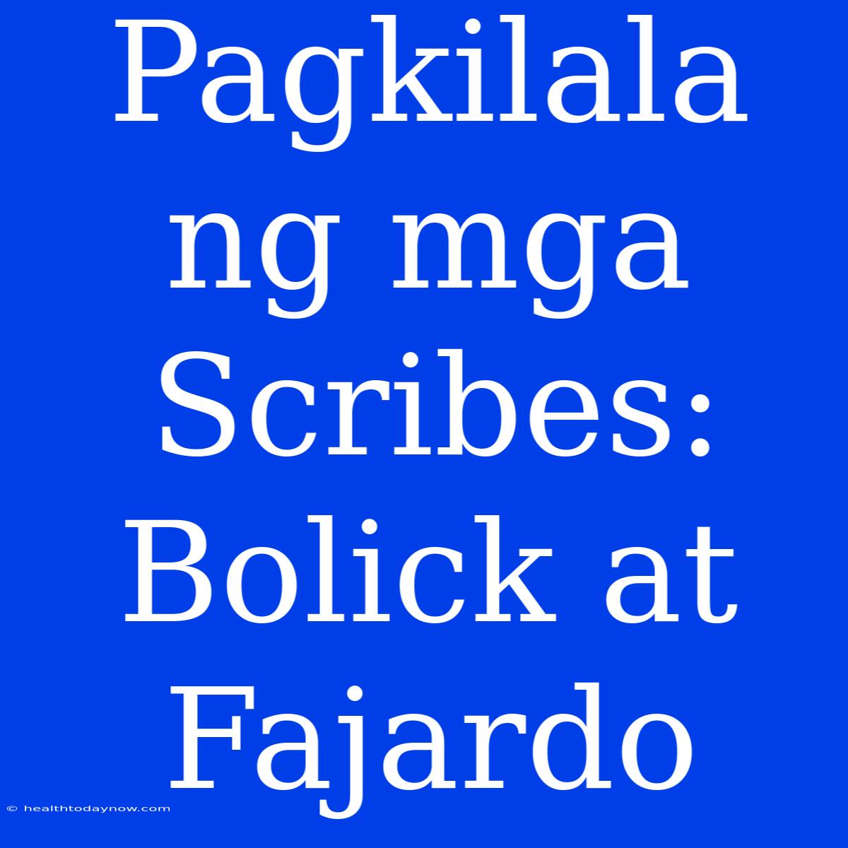 Pagkilala Ng Mga Scribes: Bolick At Fajardo