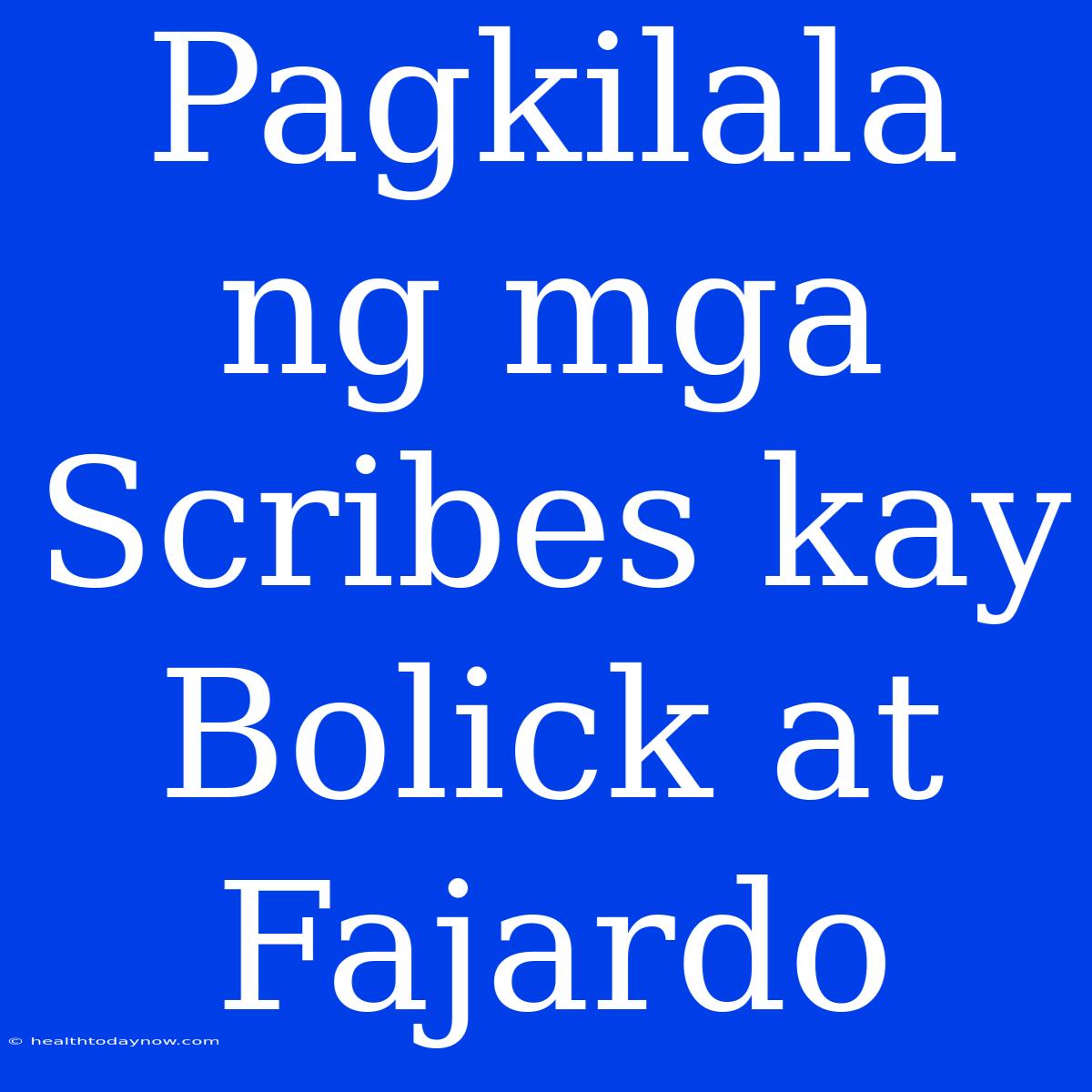 Pagkilala Ng Mga Scribes Kay Bolick At Fajardo 