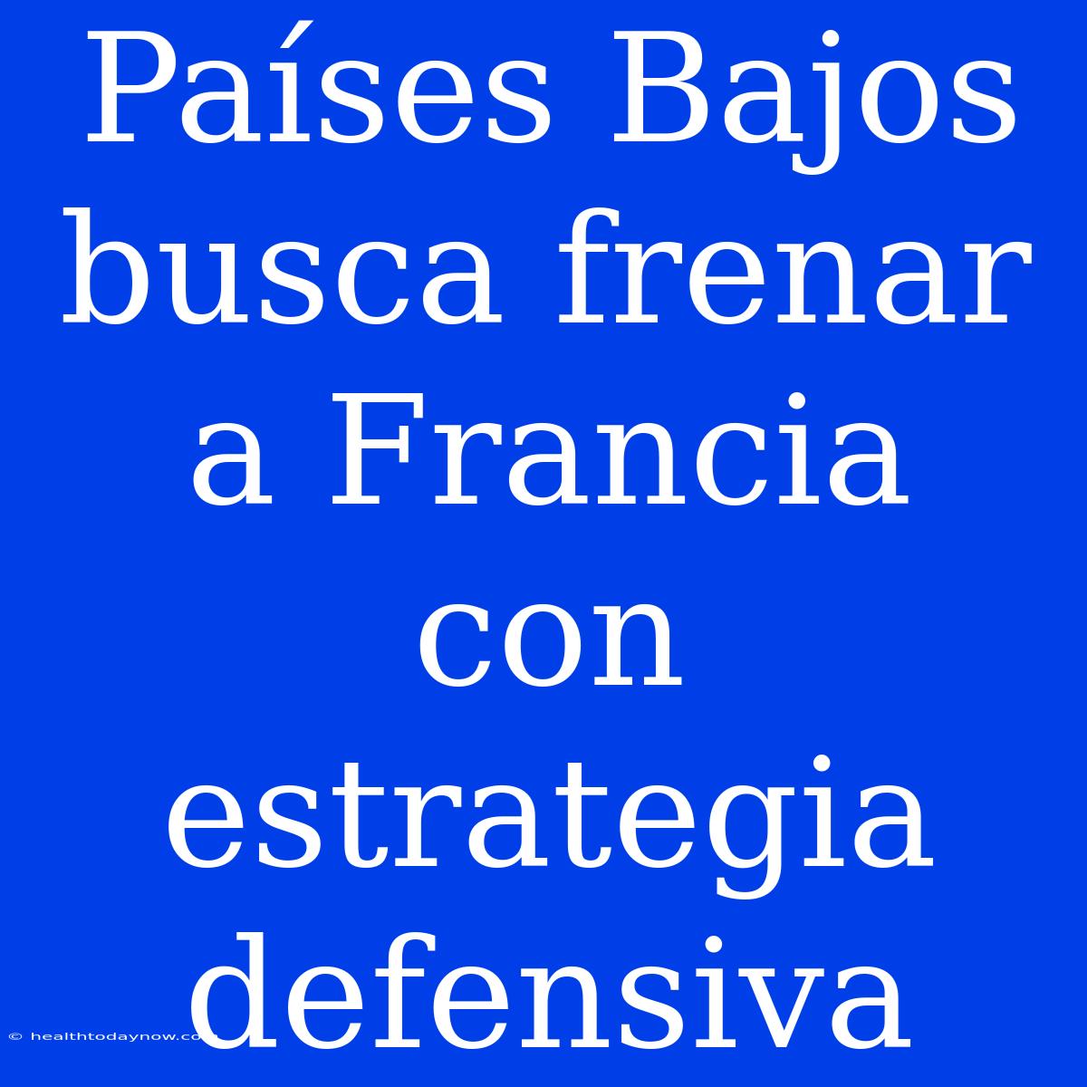 Países Bajos Busca Frenar A Francia Con Estrategia Defensiva