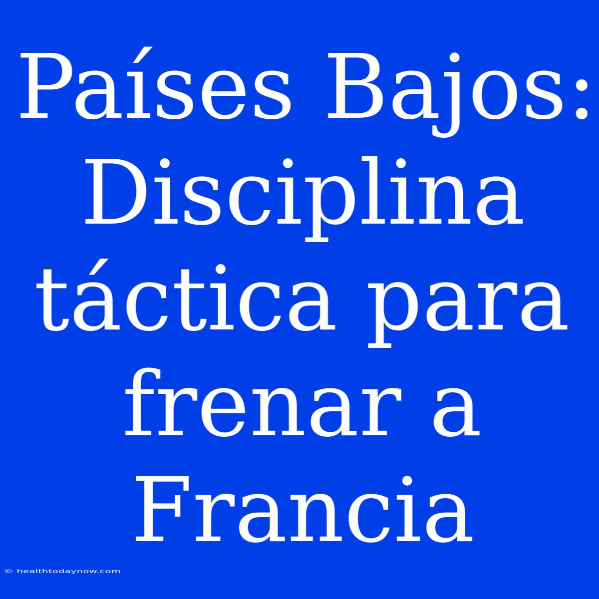 Países Bajos: Disciplina Táctica Para Frenar A Francia