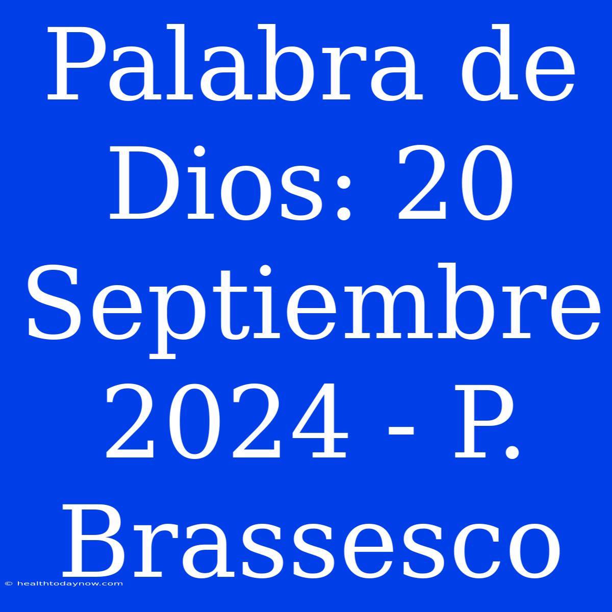 Palabra De Dios: 20 Septiembre 2024 - P. Brassesco