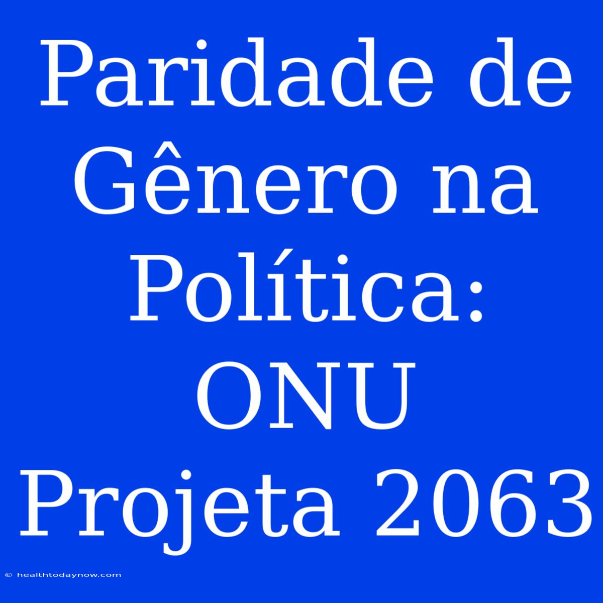 Paridade De Gênero Na Política: ONU Projeta 2063