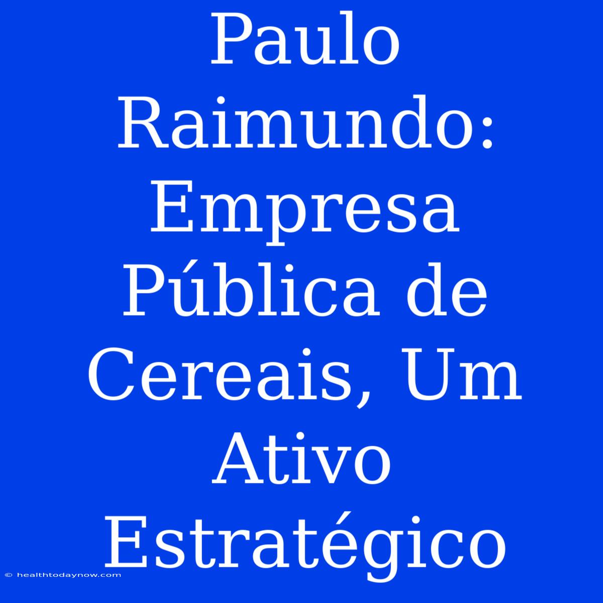 Paulo Raimundo: Empresa Pública De Cereais, Um Ativo Estratégico 