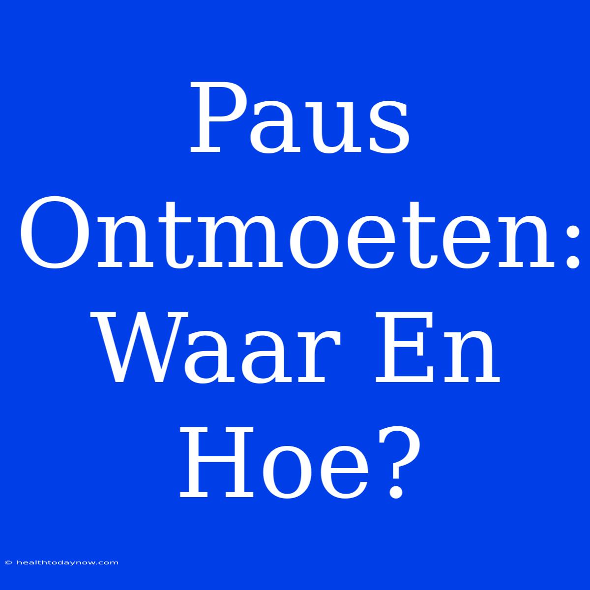 Paus Ontmoeten: Waar En Hoe?