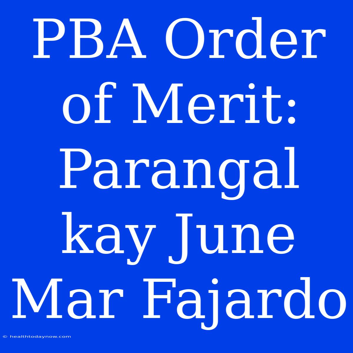 PBA Order Of Merit: Parangal Kay June Mar Fajardo