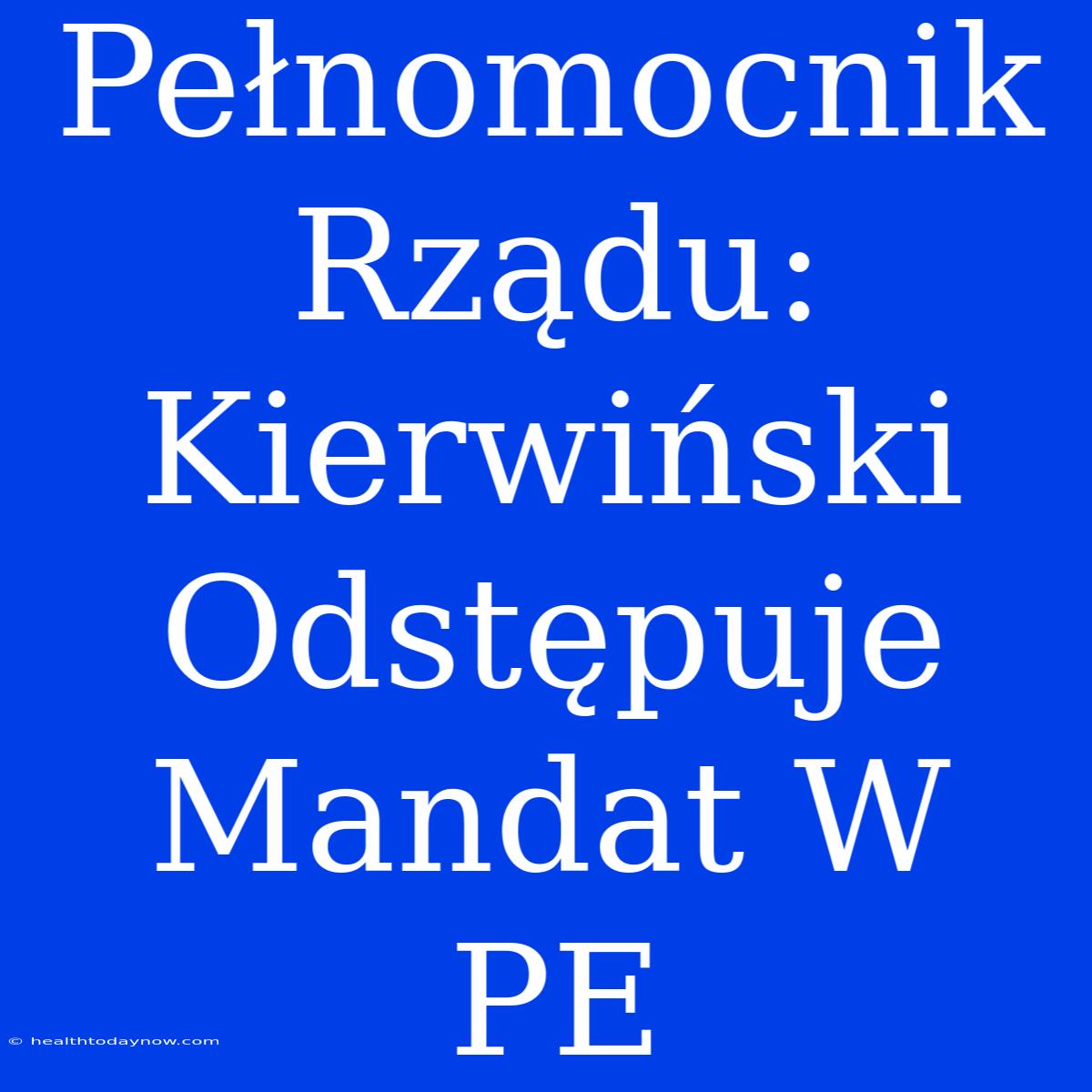 Pełnomocnik Rządu: Kierwiński Odstępuje Mandat W PE