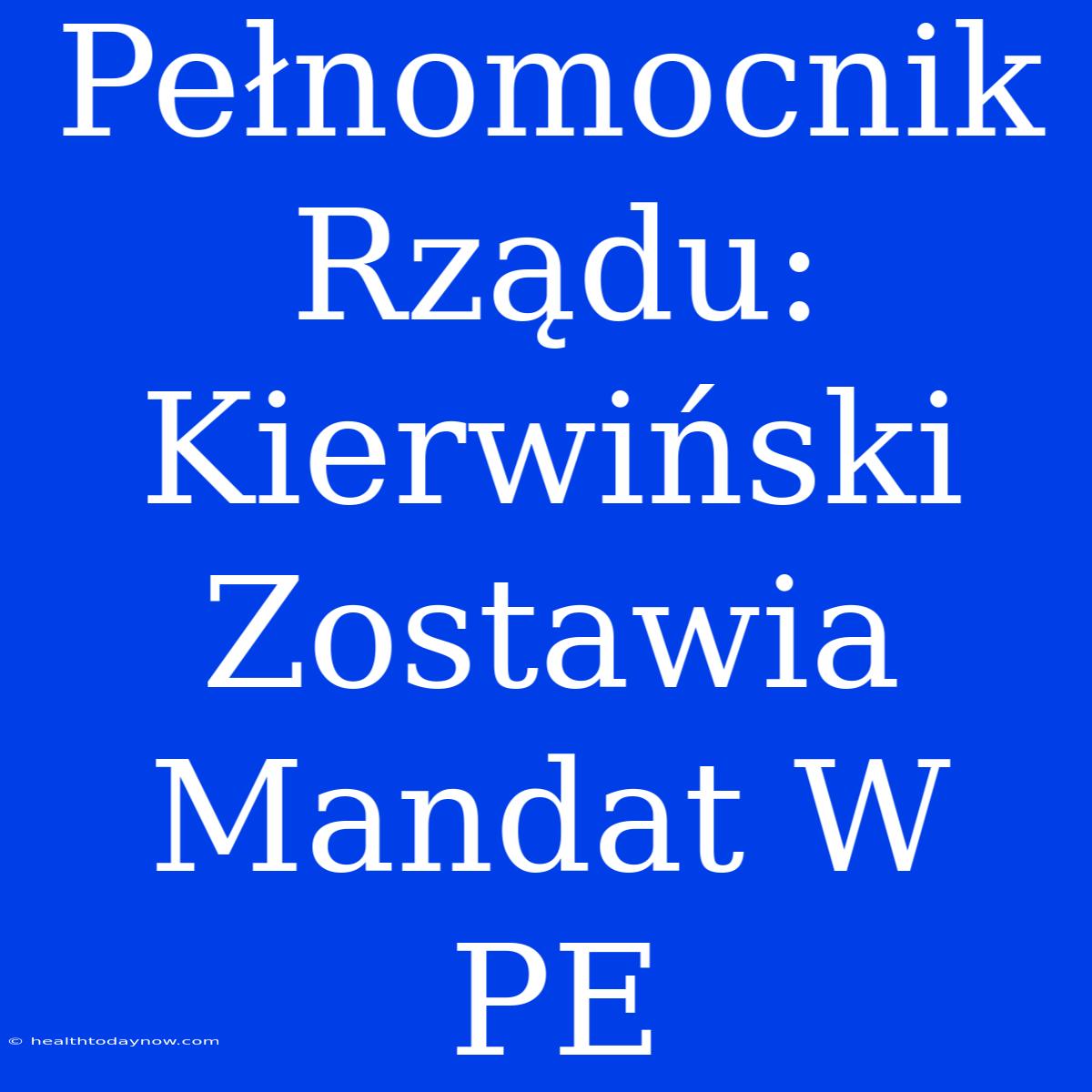 Pełnomocnik Rządu: Kierwiński Zostawia Mandat W PE 