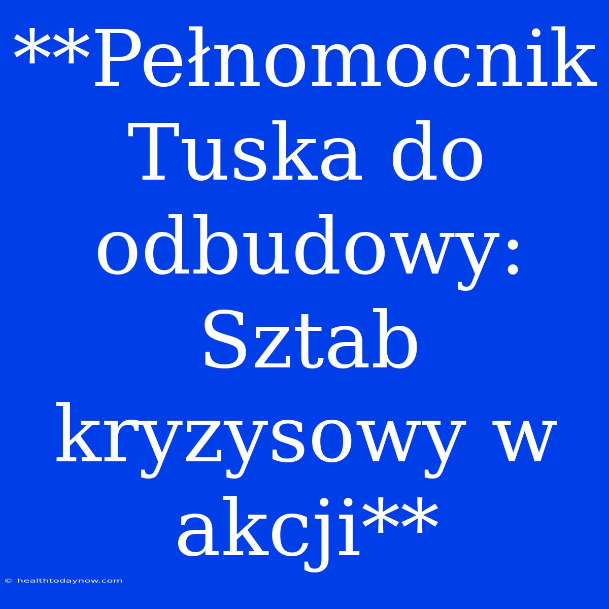 **Pełnomocnik Tuska Do Odbudowy: Sztab Kryzysowy W Akcji**