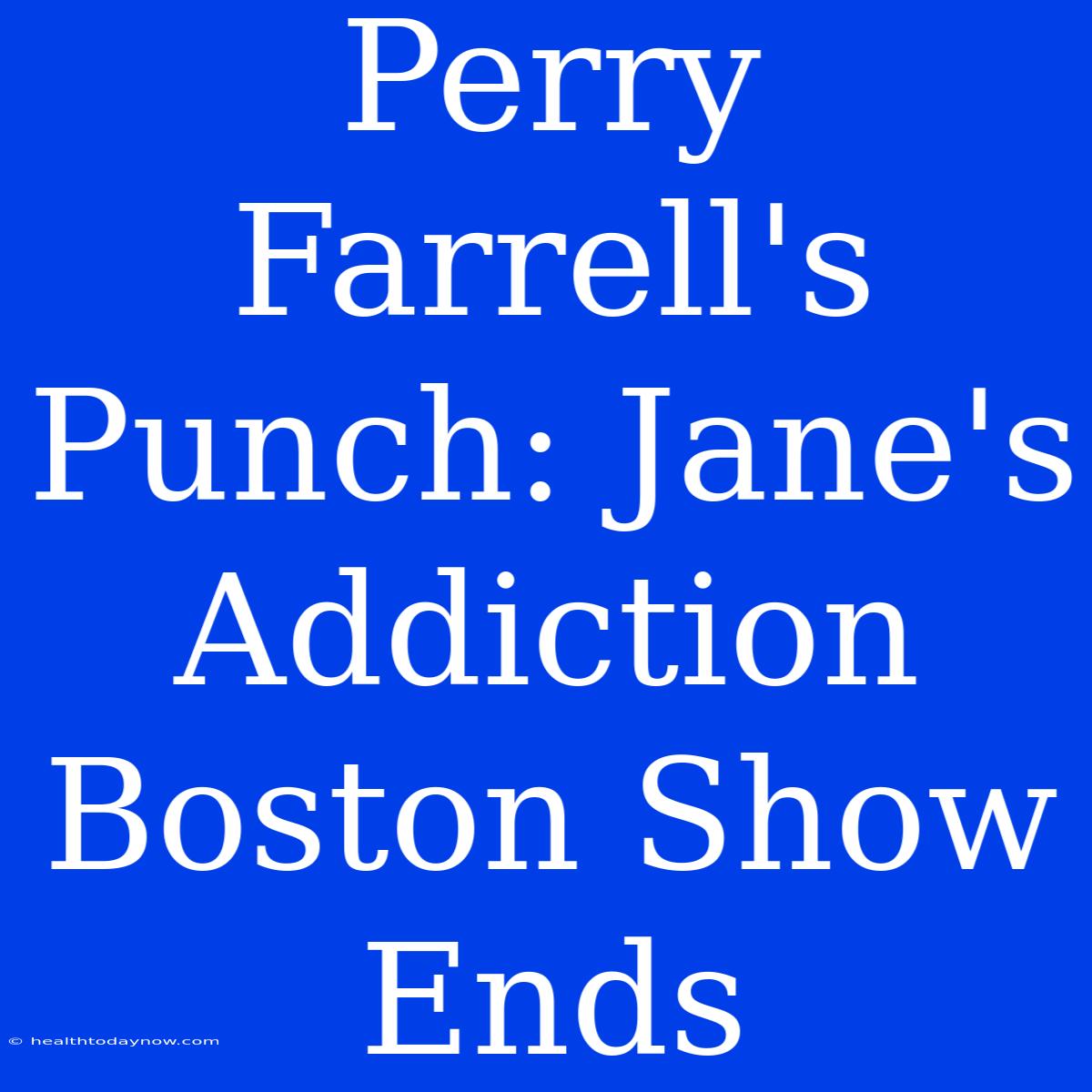 Perry Farrell's Punch: Jane's Addiction Boston Show Ends 