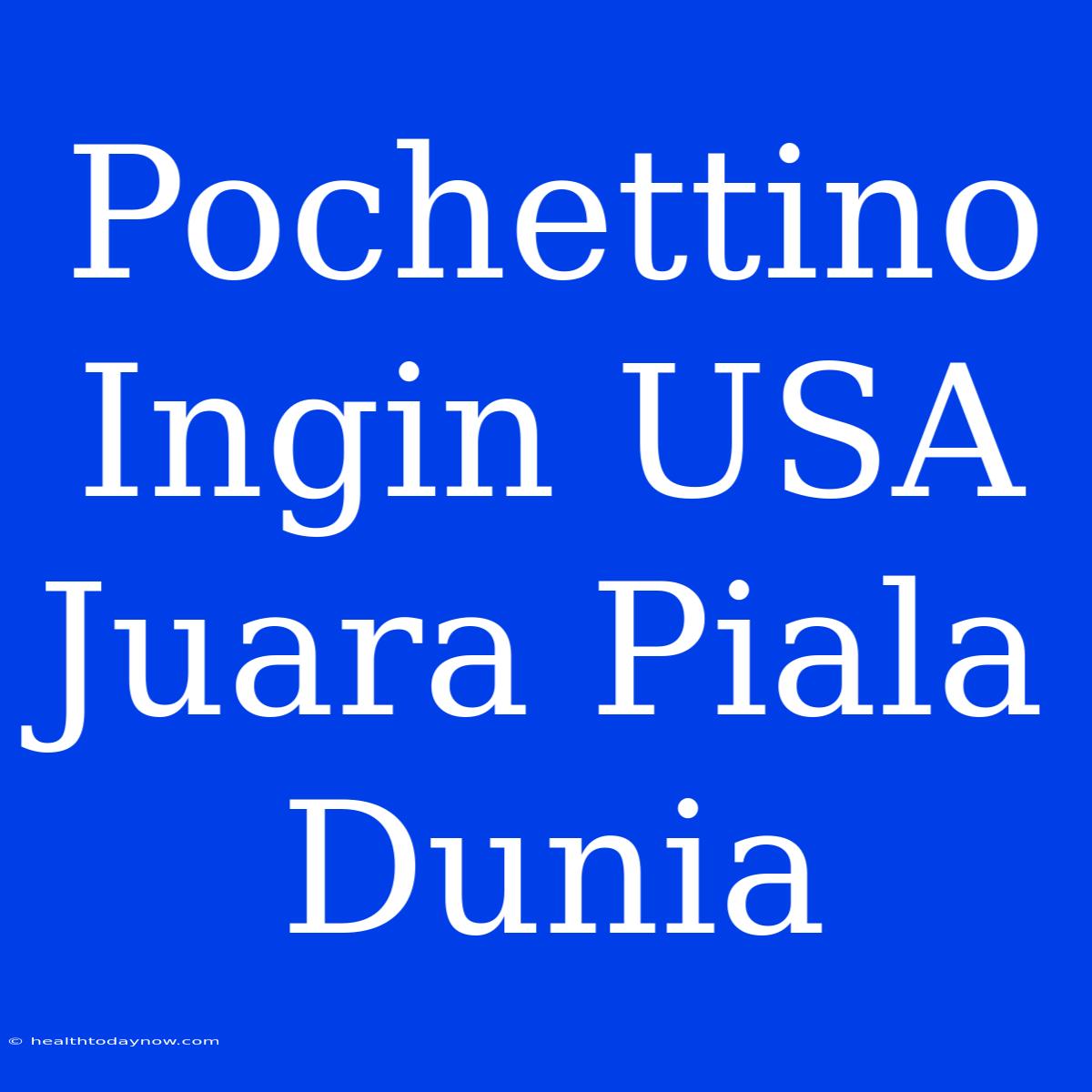 Pochettino Ingin USA Juara Piala Dunia 