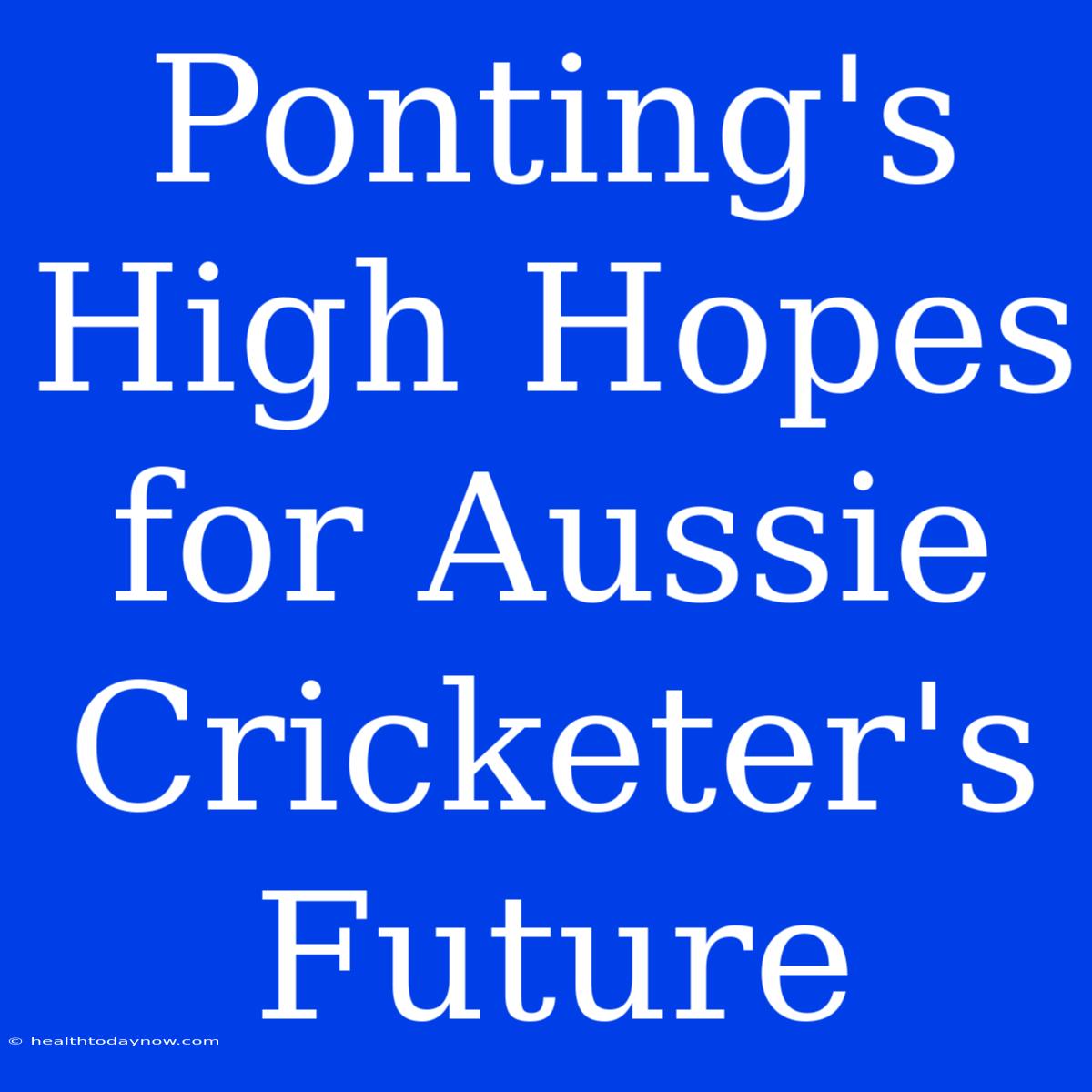 Ponting's High Hopes For Aussie Cricketer's Future