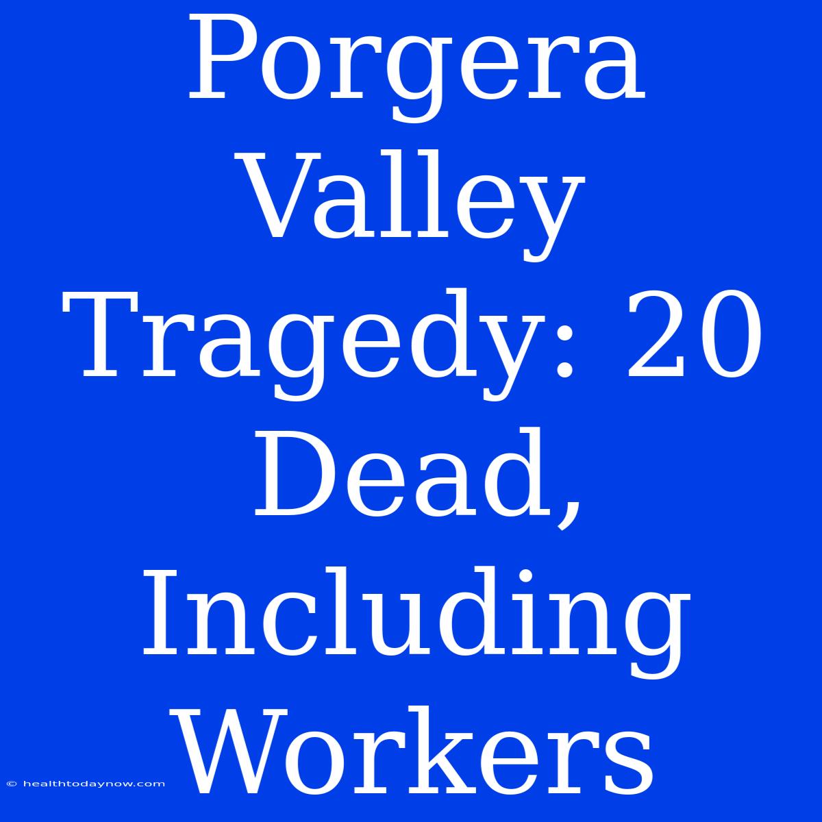 Porgera Valley Tragedy: 20 Dead, Including Workers