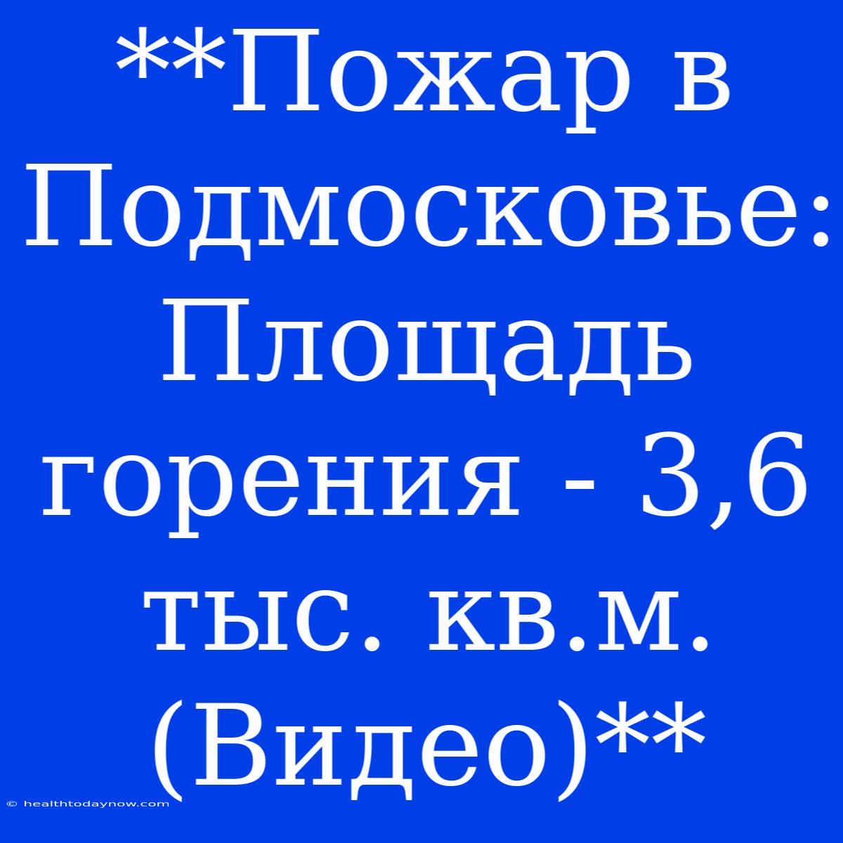 **Пожар В Подмосковье: Площадь Горения - 3,6 Тыс. Кв.м. (Видео)** 