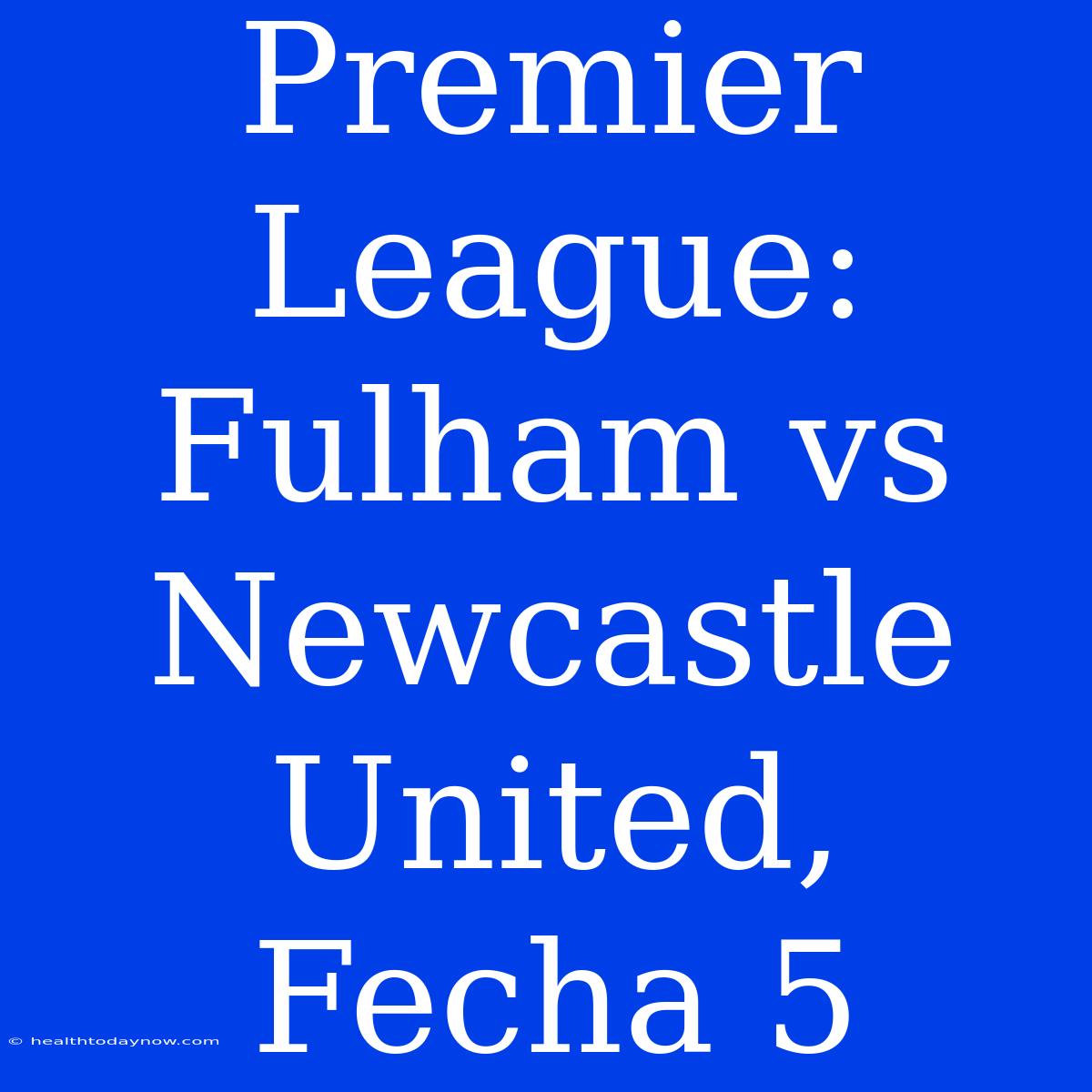 Premier League: Fulham Vs Newcastle United, Fecha 5