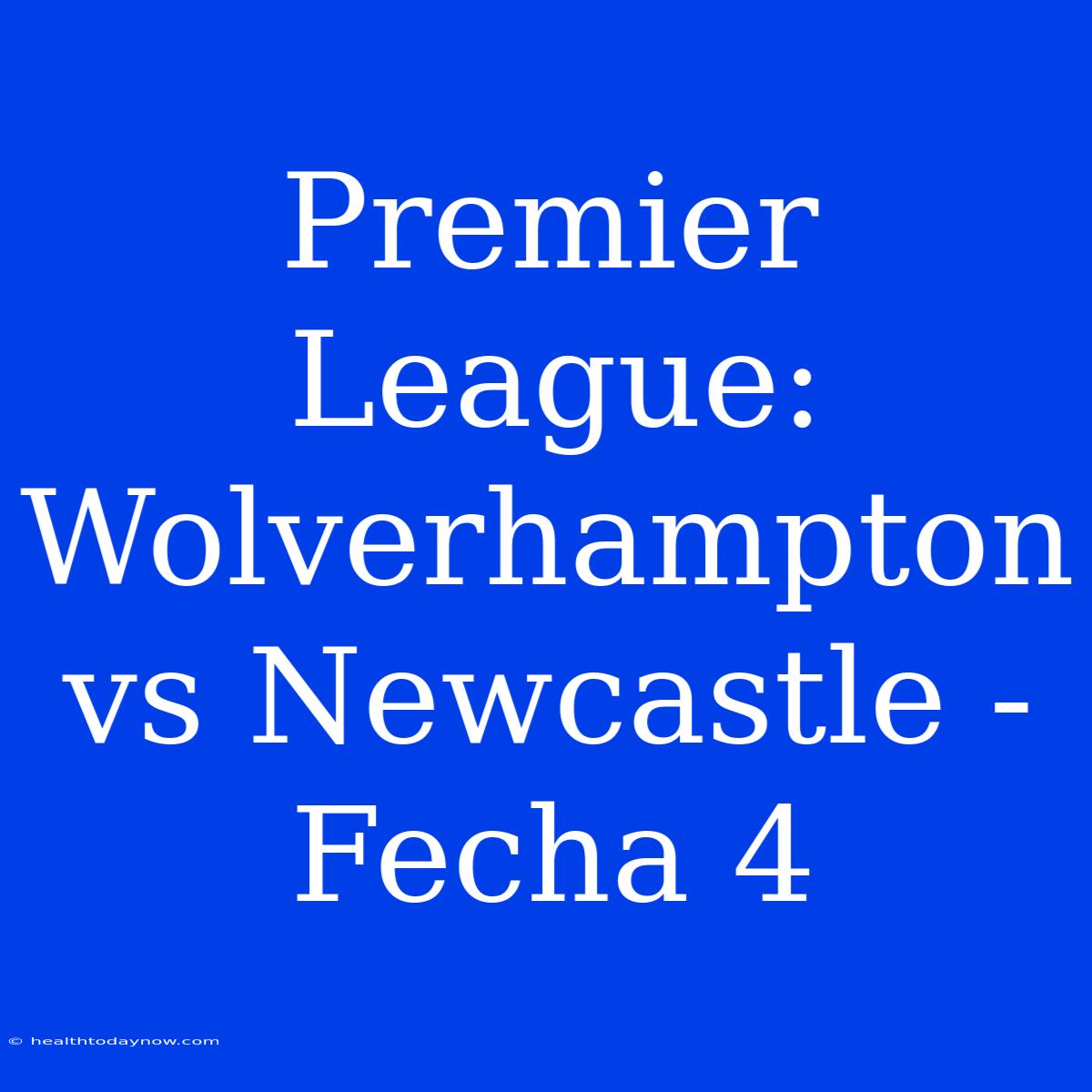 Premier League: Wolverhampton Vs Newcastle - Fecha 4