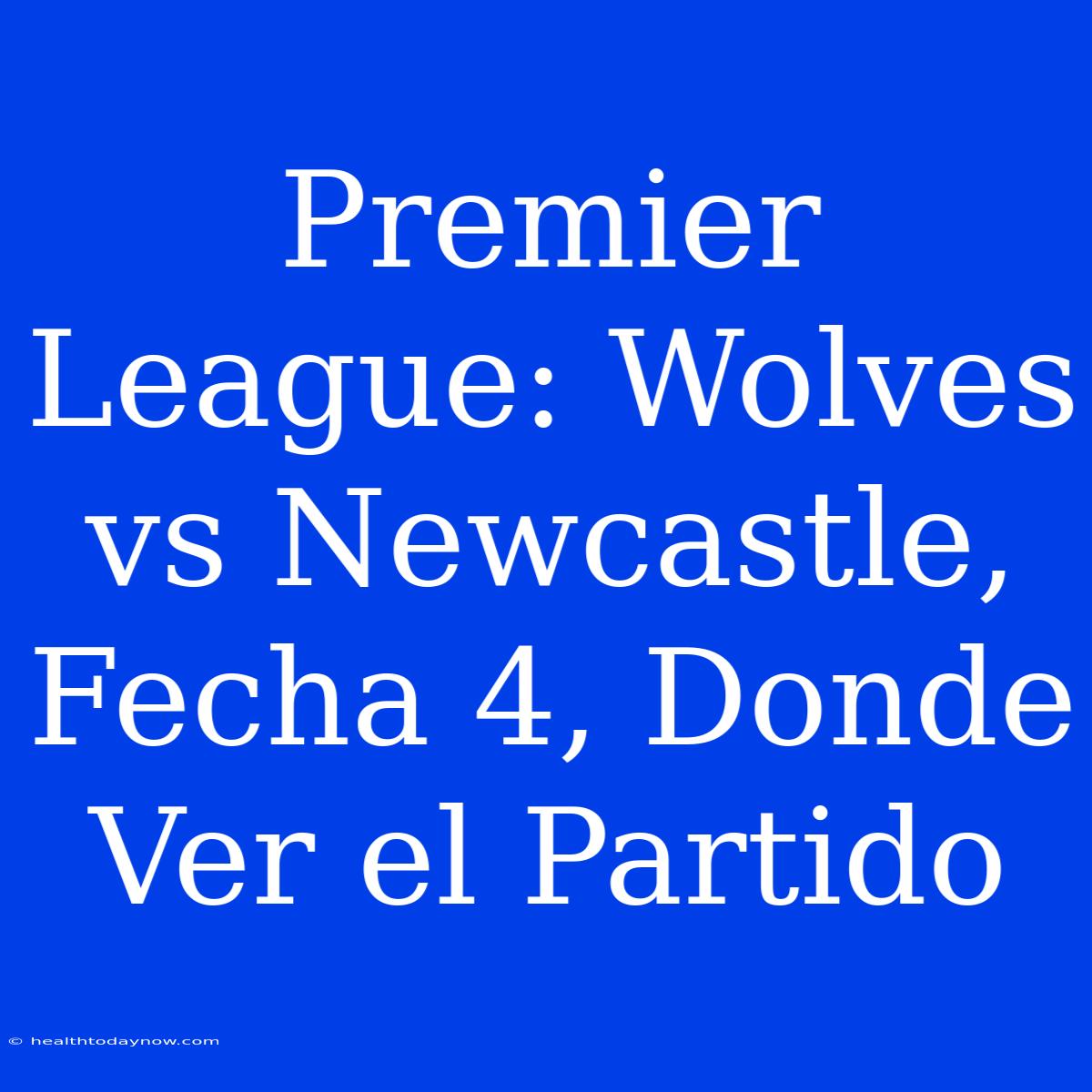 Premier League: Wolves Vs Newcastle, Fecha 4, Donde Ver El Partido