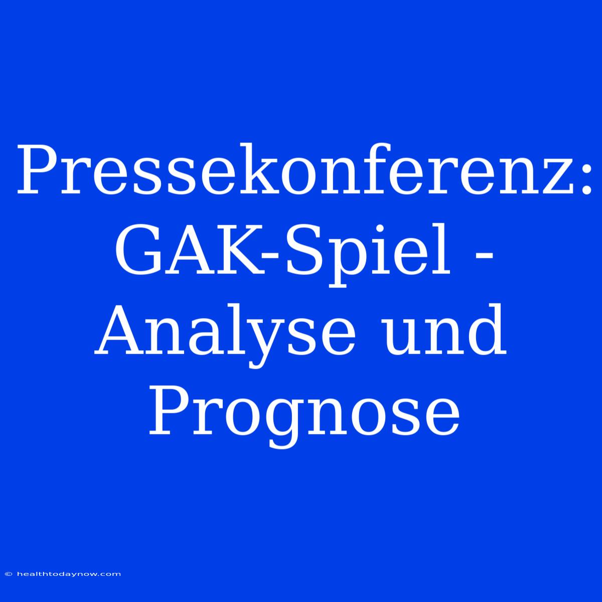 Pressekonferenz:  GAK-Spiel -  Analyse Und Prognose