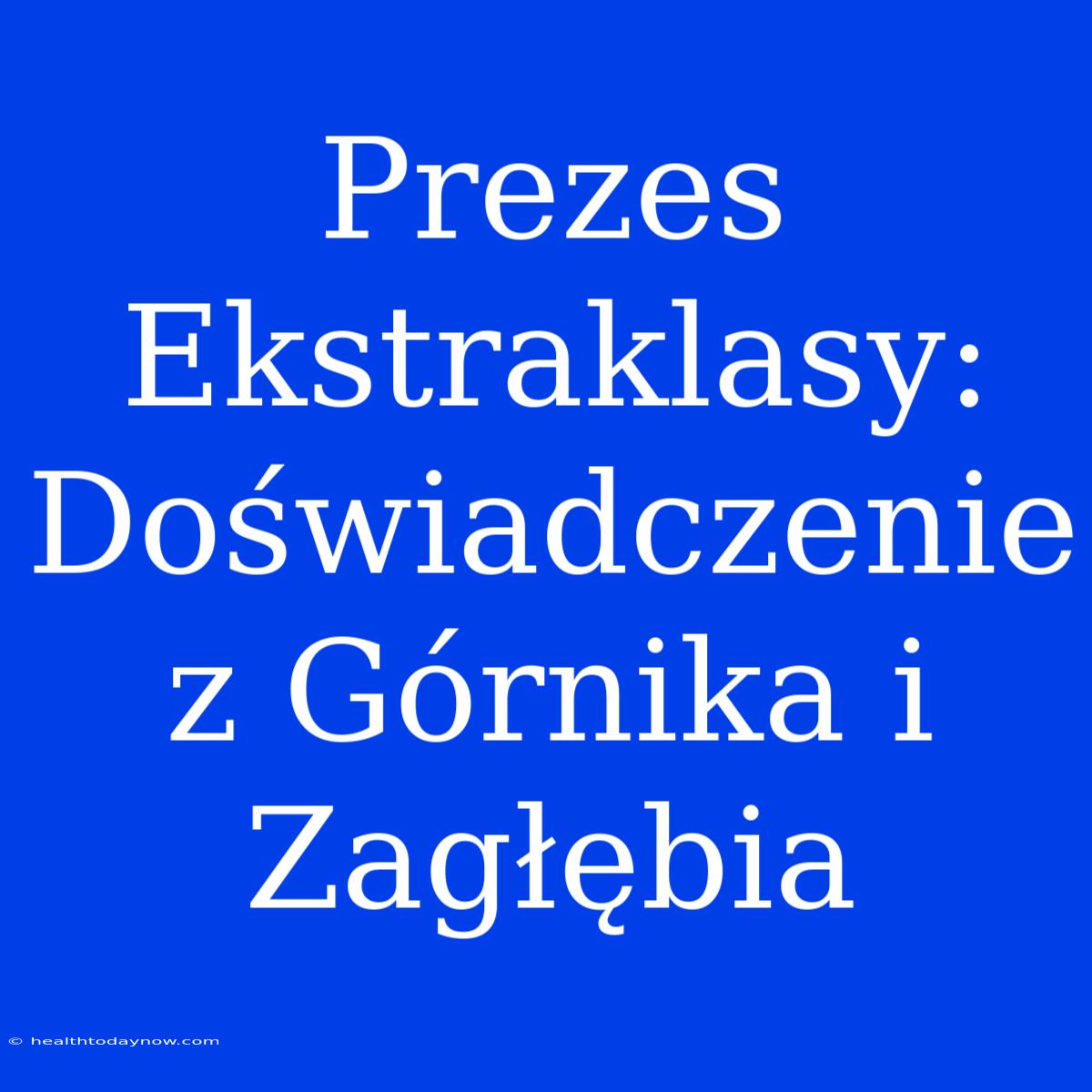 Prezes Ekstraklasy: Doświadczenie Z Górnika I Zagłębia