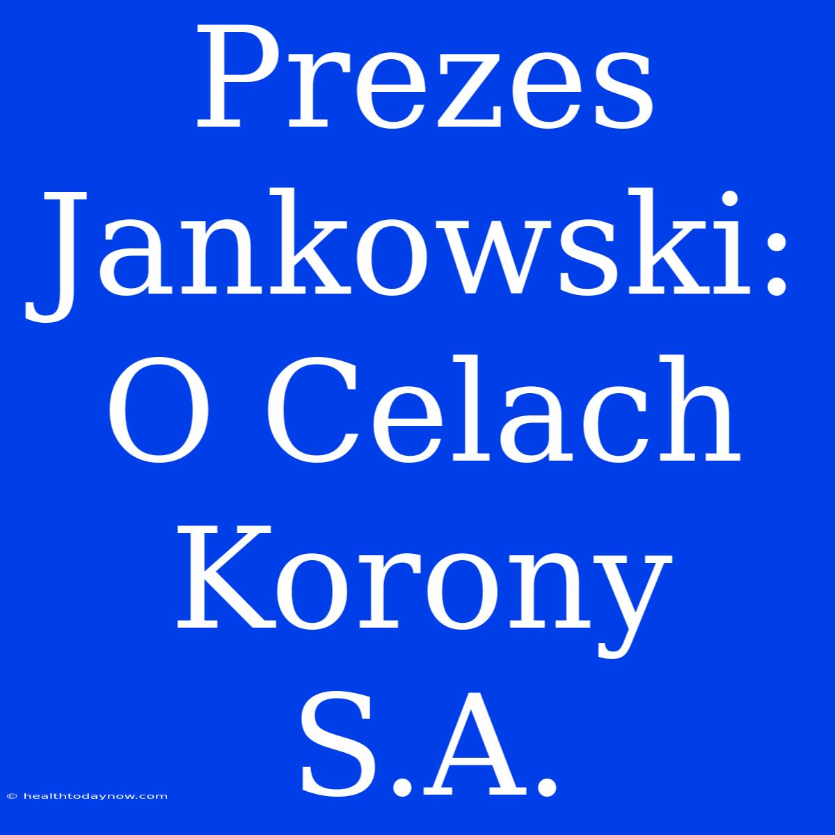 Prezes Jankowski: O Celach Korony S.A.