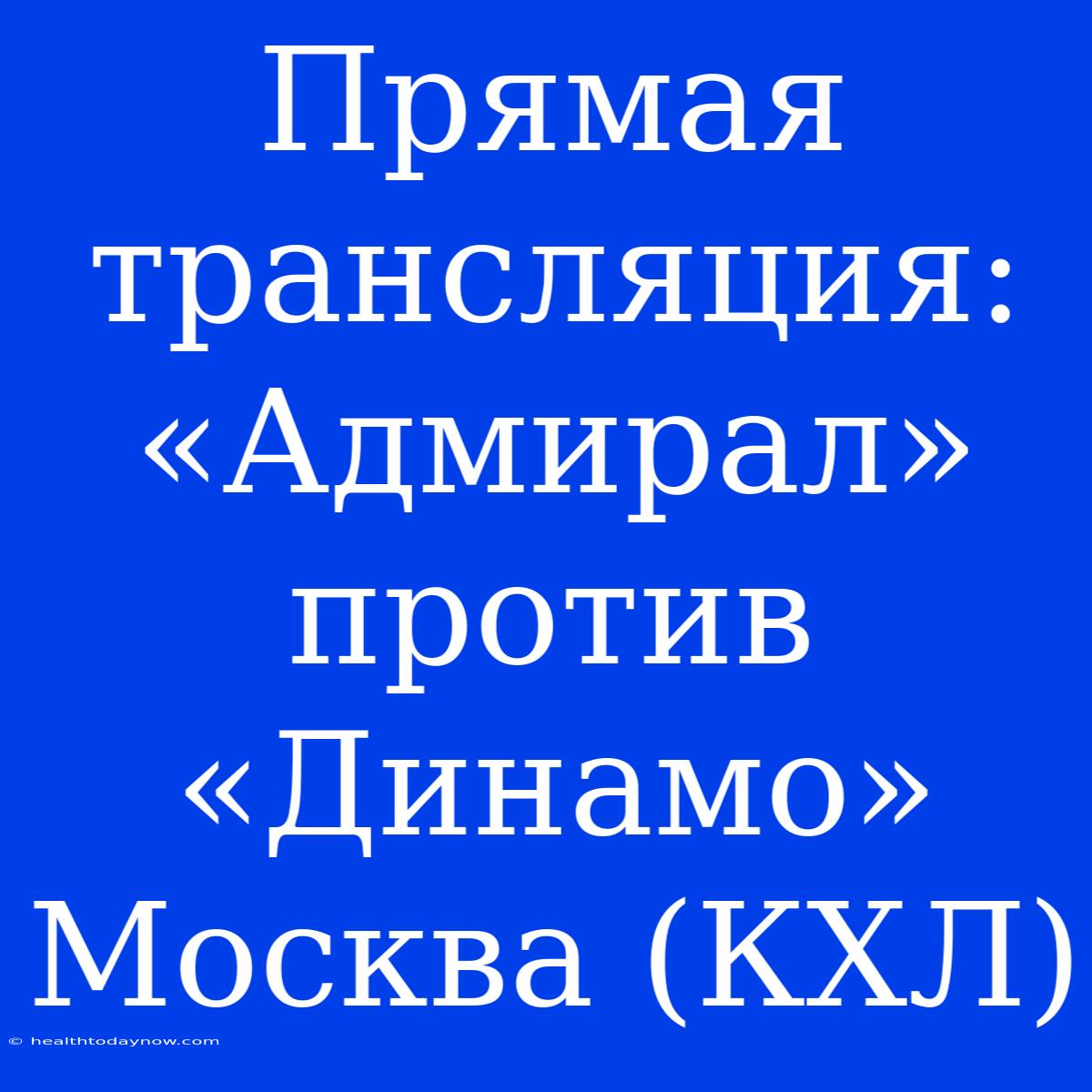 Прямая Трансляция: «Адмирал» Против «Динамо» Москва (КХЛ)