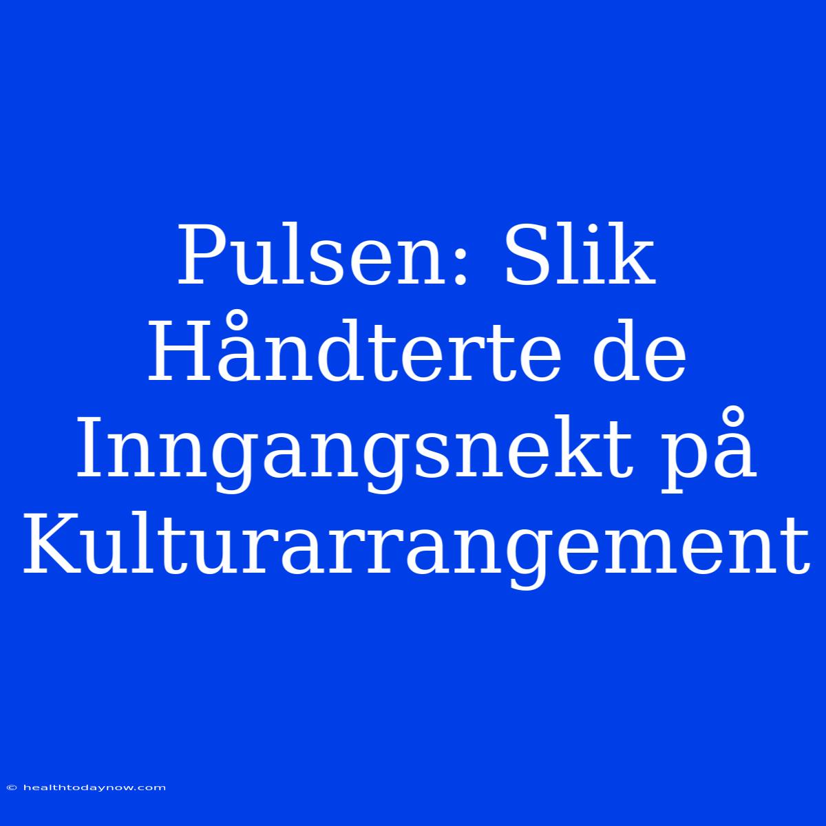 Pulsen: Slik Håndterte De Inngangsnekt På Kulturarrangement