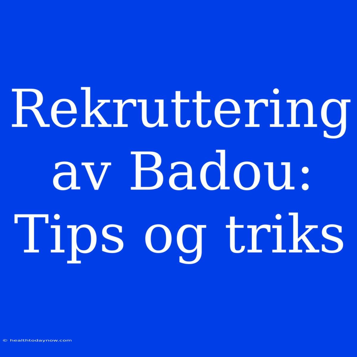 Rekruttering Av Badou: Tips Og Triks 