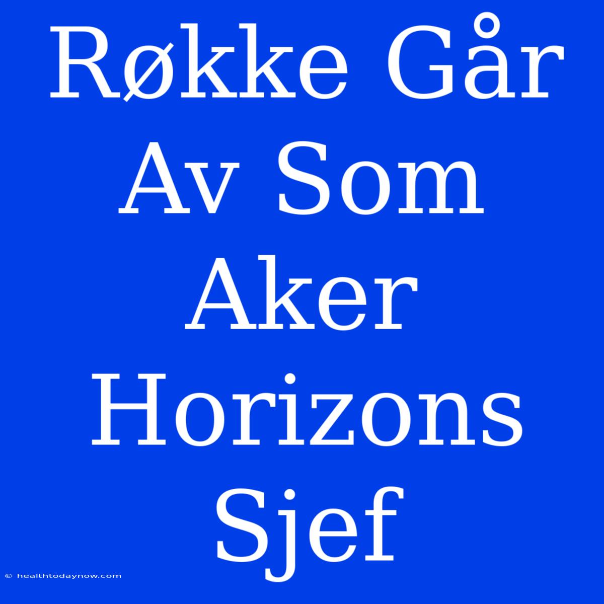 Røkke Går Av Som Aker Horizons Sjef