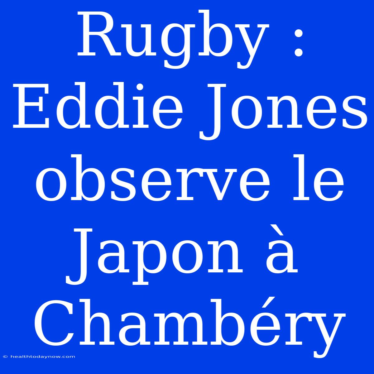 Rugby : Eddie Jones Observe Le Japon À Chambéry