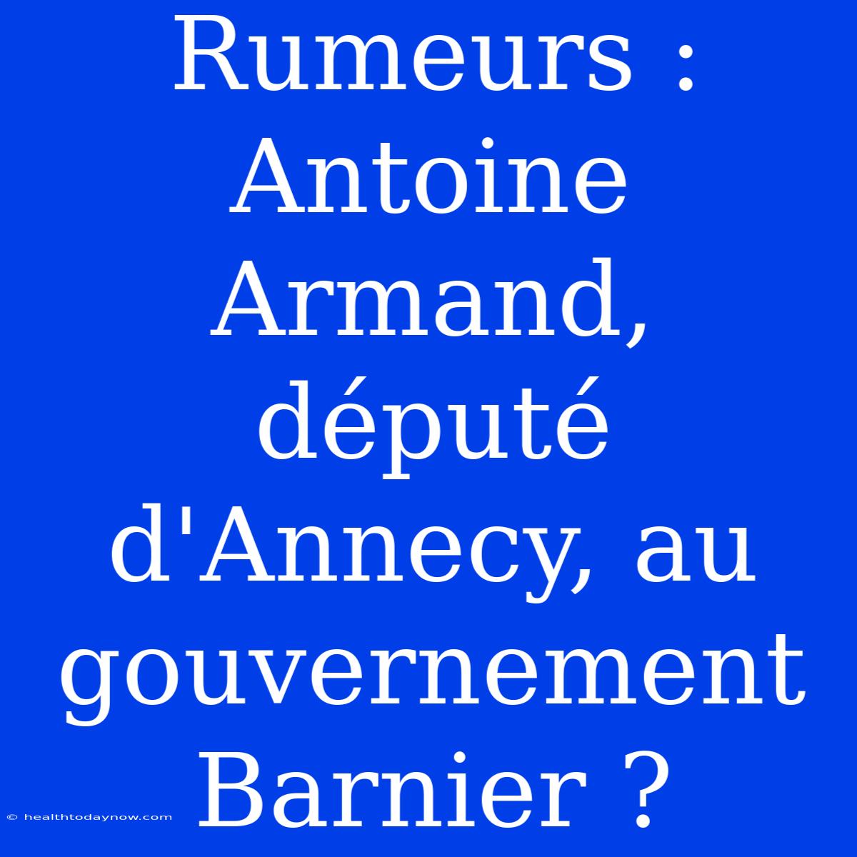 Rumeurs : Antoine Armand, Député D'Annecy, Au Gouvernement Barnier ?