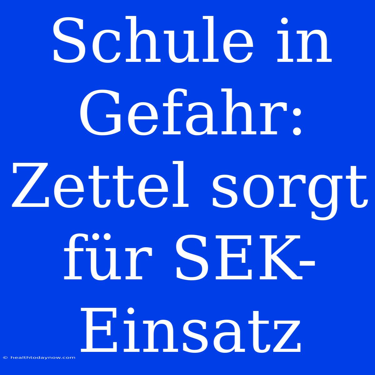 Schule In Gefahr: Zettel Sorgt Für SEK-Einsatz