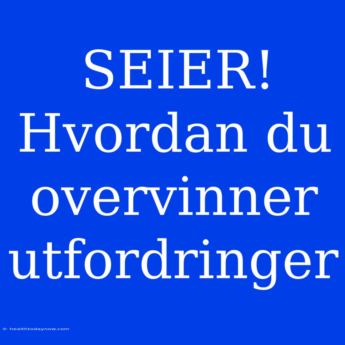 SEIER! Hvordan Du Overvinner Utfordringer